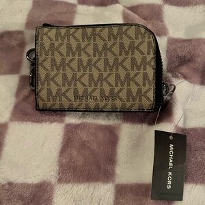 Michael Kors Hemp/Brown Carabiner Zip Wallet nwt